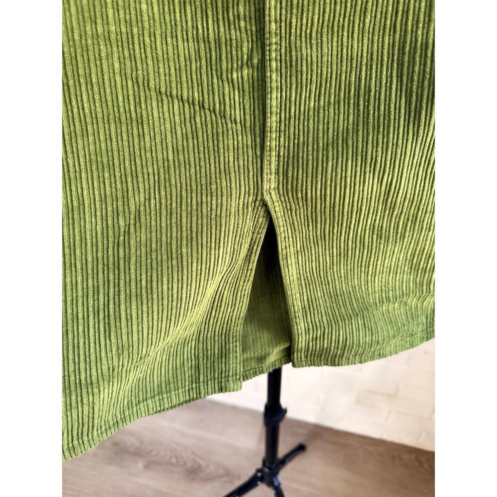 Pilcro Anthropologie Green Corduroy Button Front Midi Skirt Pockets Size 4 - Picture 6 of 9